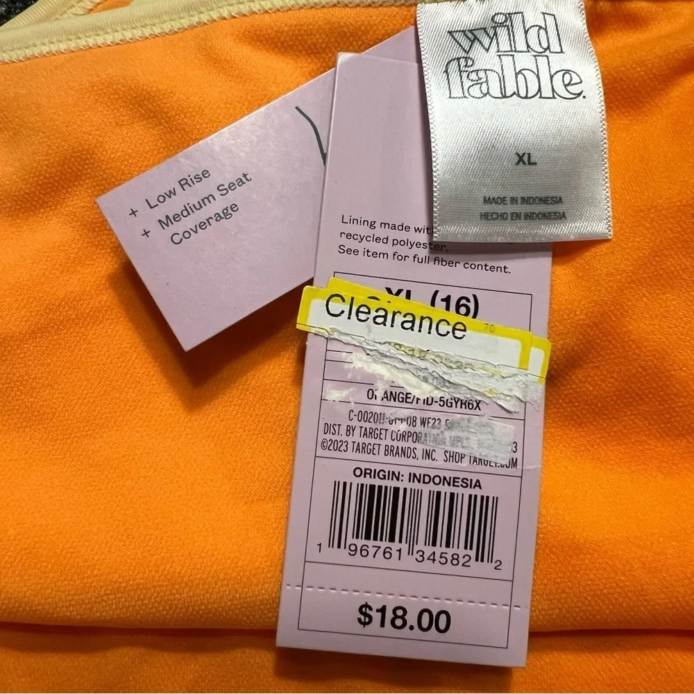 NWT Wild Fable Bright Orange Bikini Bottom (XL)